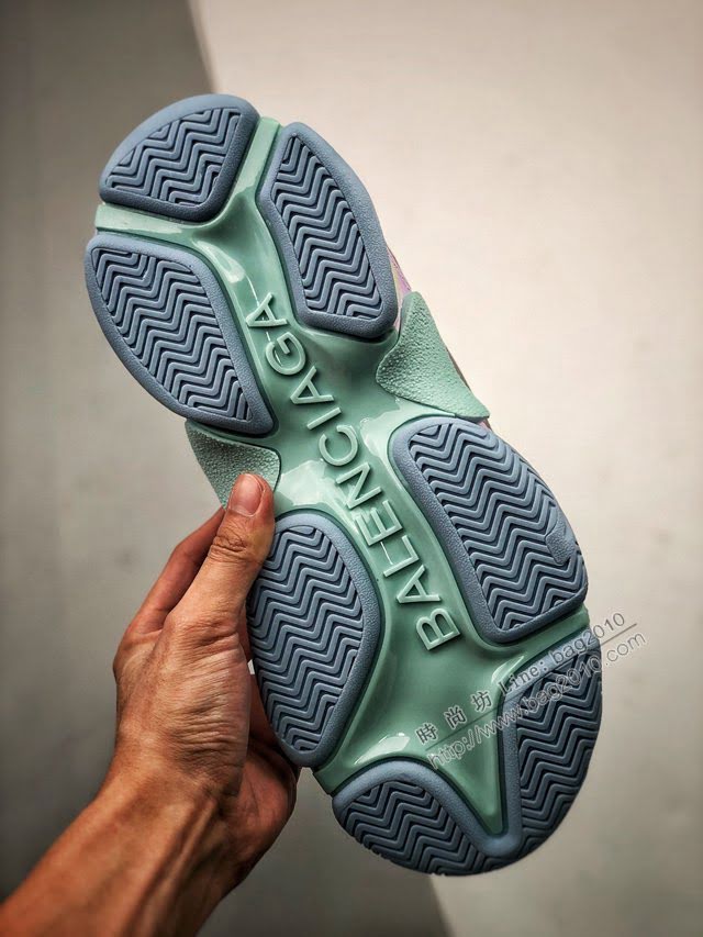 Balenciaga經典款男女鞋 巴黎世家頂級版本Triple S大底LOGO灰粉紫老爹鞋 Balenciaga情侶款老爹鞋  hdbl1204